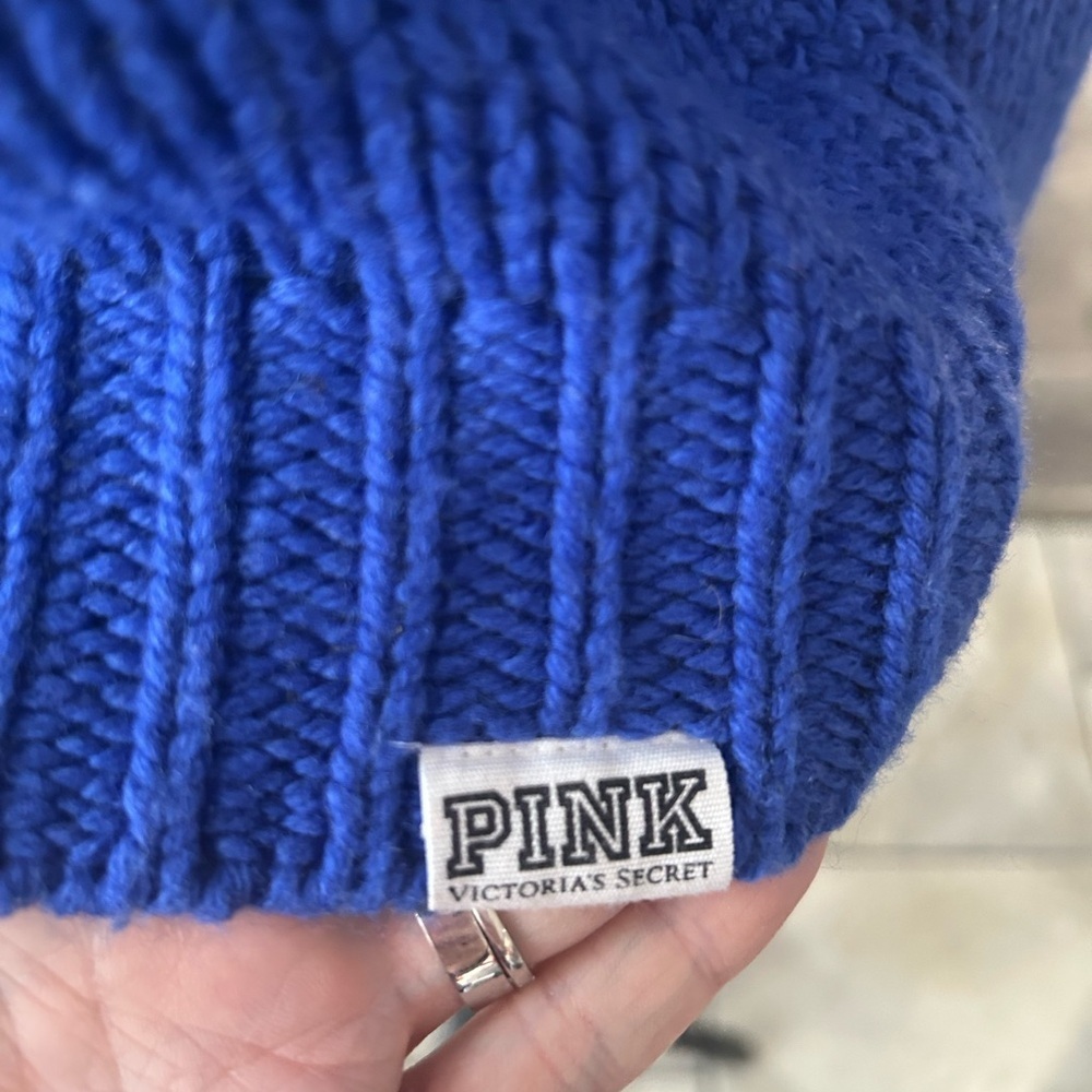 💕 PINK Victoria’s Secret Blue Wool Blend Varsity Sweater XS 💕 - Picture 4 of 5